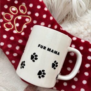 Fur Mama White Mug with Black Paw Prints